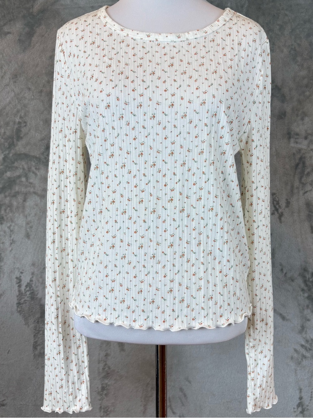 Aeropostale Seriously Soft Shrunken Floral Print Long Sleeve Tee Sz L